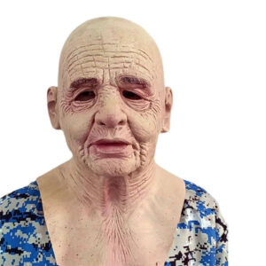 (Bareheaded) Old Woman Mask Latex Human Realistic Full Head Mask Fancy Dress Halloween Costume Party