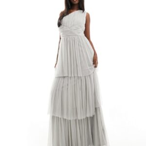 Beauut Bridesmaid one shoulder tiered maxi dress in grey