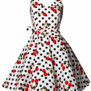 Belsira Swing Cherry Dress Medium-length dress black white