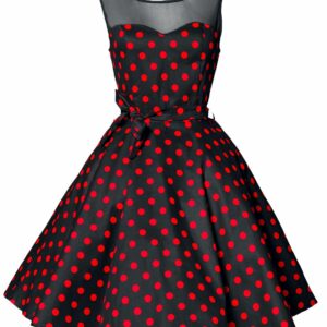 Belsira Swing Dress with Mesh Insert Medium-length dress black red