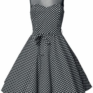 Belsira Swing Dress with Mesh Insert Medium-length dress black white