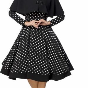 Belsira Swing dress with cape Medium-length dress black white