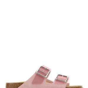 Birkenstock Pink Suede And Pvc Arizona Slippers