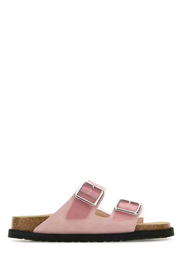 Birkenstock Pink Suede And Pvc Arizona Slippers