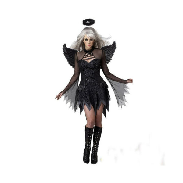 (Black , 2XL) Halloween Women's Dark Angel Devil Costume Fancy Dress Ghost Bar Party Cosplay