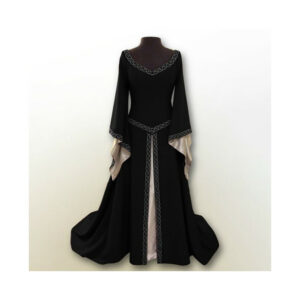 (Black, 5XL) Vintage Medieval Renaissance Womens Gown Dress Halloween Party Costume Cosplay