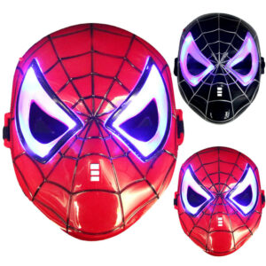 (Black) Kids Light Up Spiderman Mask Boys Halloween Party Fancy Dress Superhero Cosplay