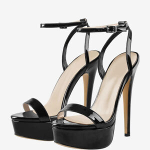 Black Sexy Sandals High Heel Platform Open Toe Ankle Strap Sandal Shoes