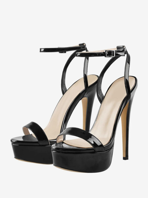 Black Sexy Sandals High Heel Platform Open Toe Ankle Strap Sandal Shoes