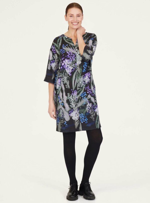 Black THOUGHT Sylva Tencel Crepe Shift Dress