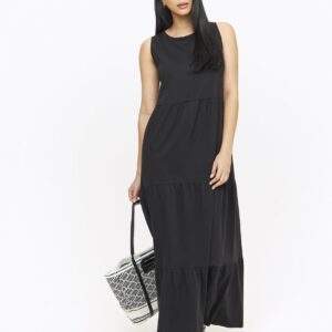 Black Tiered Jersey Maxi Dress