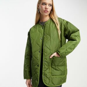 Blank NYC oversized quilted jacket in green