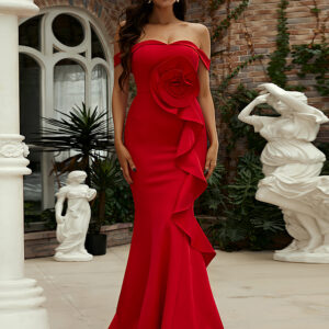 Blossom Maxi Dress Off The Shoulder Backless Ruffles Prom Dresses