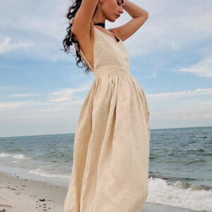 Boho Dress V-Neck Sleeveless Backless Casual Summer Beach Dresses