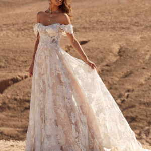 Boho Wedding Dress Lace Lace A-Line Court Train Natural Waist Backless Sleeveless Sweetheart Neck Ivory