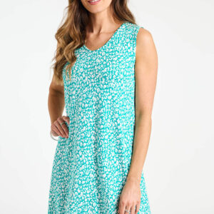 Bonmarche Turquoise Animal Print Jersey Sundress, Size: 12