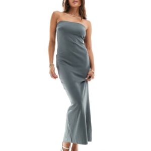 Brave Soul strapless bodycon midi dress in grey