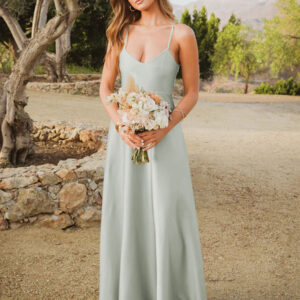 Bridesmaid Dress A-Line Floor-Length Backless Prom Dress Free Customization