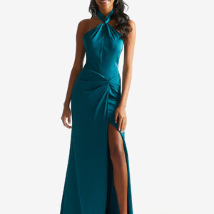 Bridesmaid Dress Satin Fabric Sheath Floor-Length Wedding Party Dress