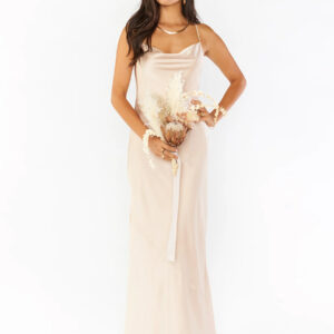 Bridesmaid Dress Sheath Floor-Length Backless Satin Fabric Prom Dress