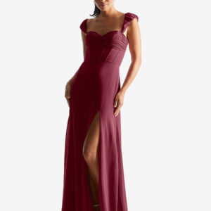 Bridesmaid Dress Sheath Floor-Length Zipper Chiffon Formal Gowns