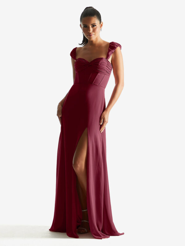 Bridesmaid Dress Sheath Floor-Length Zipper Chiffon Formal Gowns