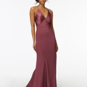 Bridesmaid Dress Sheath Floor-Length Zipper Satin Fabric Wedding Party Dress