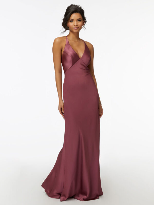 Bridesmaid Dress Sheath Floor-Length Zipper Satin Fabric Wedding Party Dress