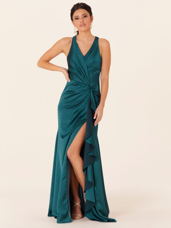 Bridesmaid Dresses Satin Fabric Sheath Floor-Length Formal Gowns