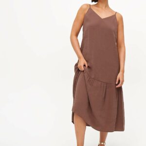 Brown Tiered Strappy Midaxi Dress 22