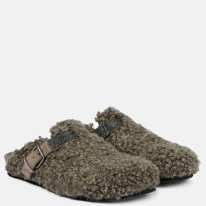 Brunello Cucinelli Embellished shearling slippers