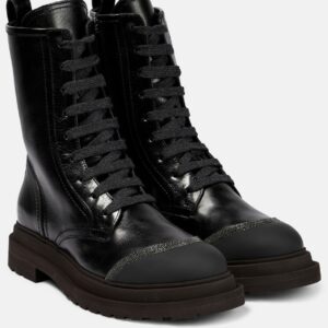 Brunello Cucinelli Lace-up leather ankle boots