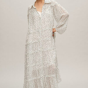 By Anthropologie Long-Sleeve Smocked Tiered Maxi Dress