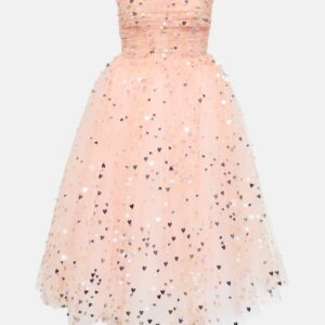 Carolina Herrera Sequined strapless tulle midi dress