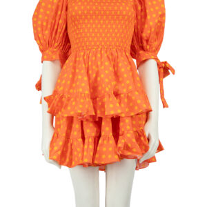 Caroline Constas Orange Polka Dot Tiered Dress