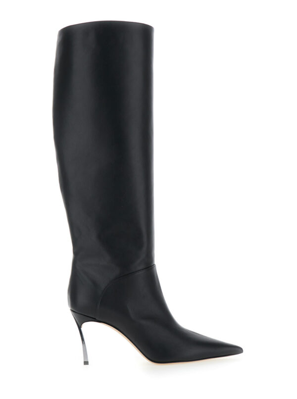 Casadei superblade Black Knee-high Boots With Stiletto Heel In Leather Woman