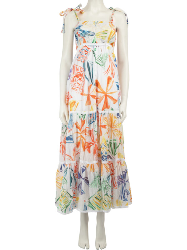 Charo Ruiz Abstract Print Lace Trim Tiered Dress