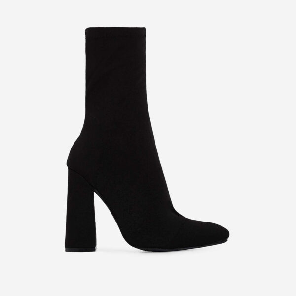 Chesta Block Heel Ankle Boot In Black Lycra, Black