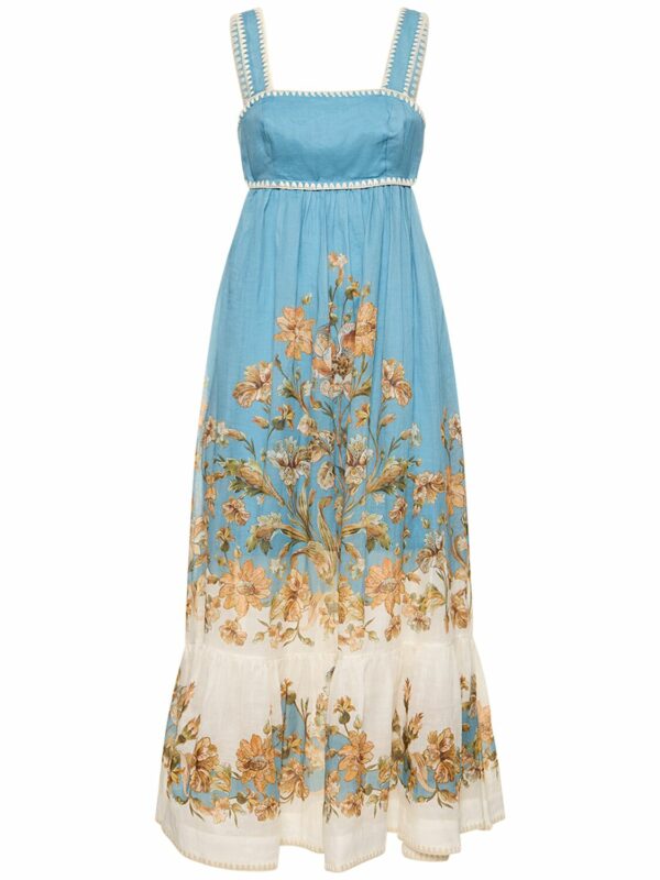 Chintz Tiered Ramie Midi Dress