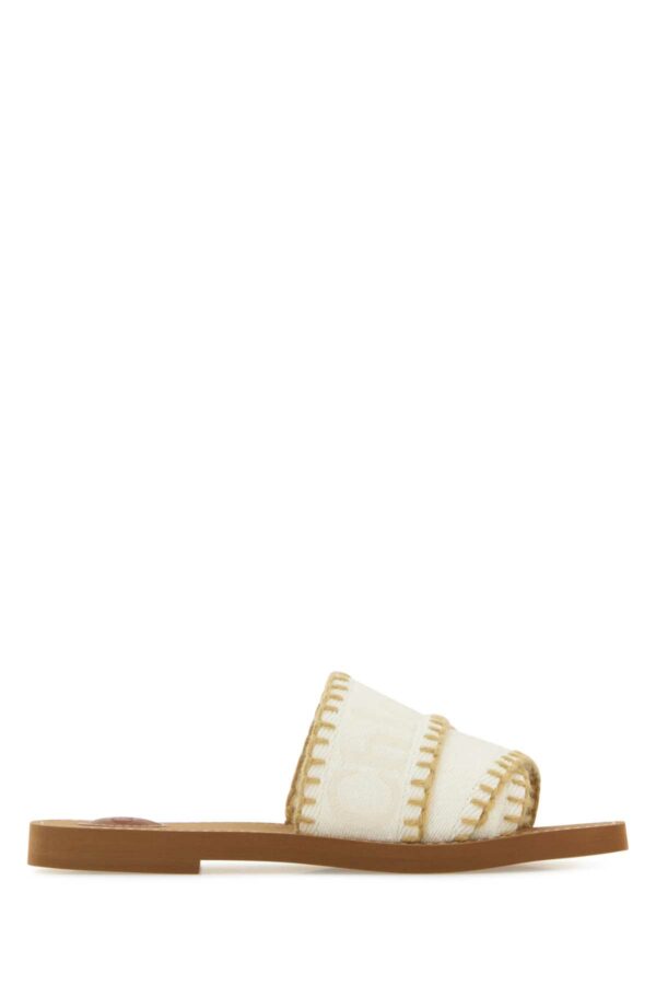 Chloé Ivory Canvas Woody Slippers