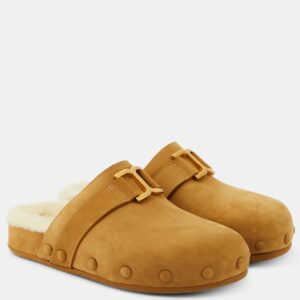 Chloé Marcie suede and shearling slippers