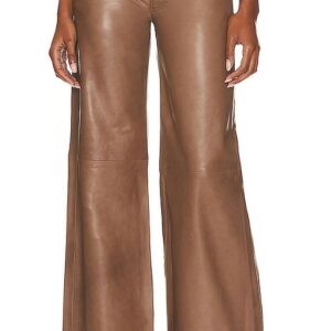 Citizens of Humanity Beverly Leather Slouch Boot Trouser in Brown. Size 25.