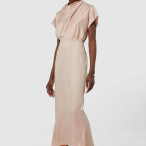 Closet London Blush Pink High Neck Kimono Midi Dress