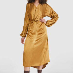 Closet London Bronze Twist Front Kimono Midi Dress