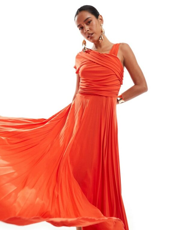 Closet London asymmetric tiered midaxi dress in orange