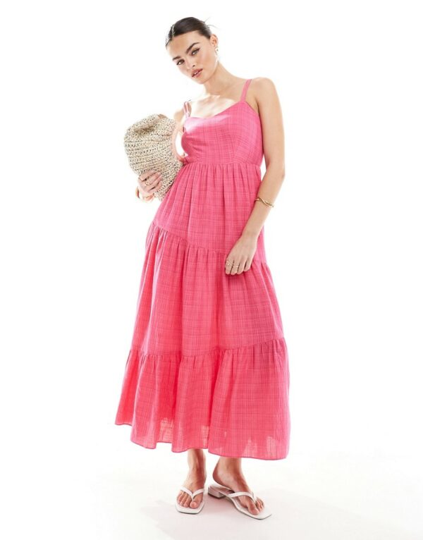 Closet London trapeze maxi dress in pink tonal gingham