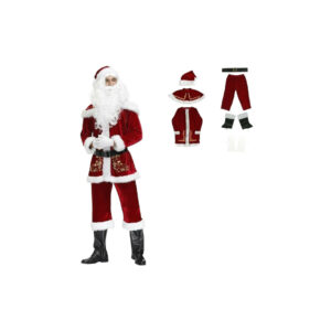 (Costume Set, L) Santa Claus Suit Christmas Costume Fancy Dress Cosplay Party Velvet Set Outfit