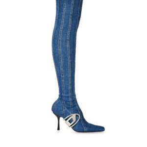 Diesel - D-Eclipse TBT C - Thigh-high boot in stretch denim - Boots - Woman - Blue