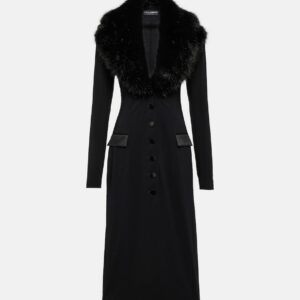 Dolce & Gabbana Faux-fur trimmed silk georgette coat