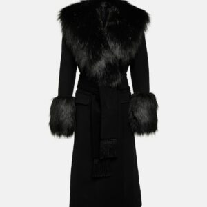 Dolce & Gabbana Faux fur-trimmed wool and cashmere coat